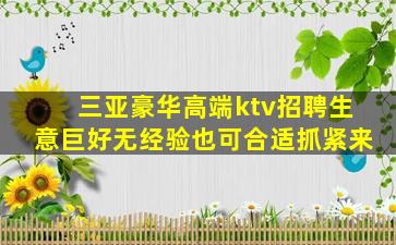 三亚豪华高端ktv招聘生意巨好无经验也可合适抓紧来